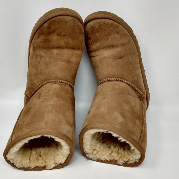 UGG Leather Suede Shearling Lined Calf Boots Youth Size 4Y, Women's Size 5.5 - Picture 2 of 12